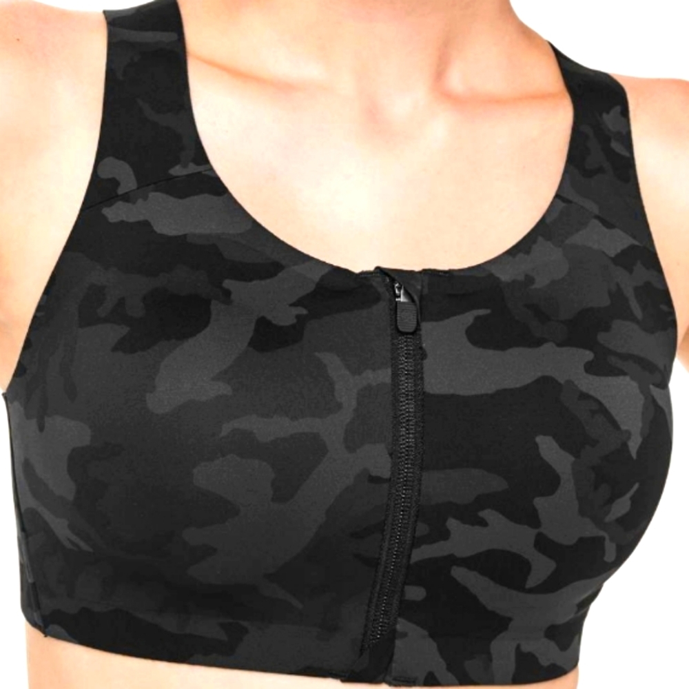 NWT Lululemon Enlite Bra *Zip FrontIncognito Camo Multi Grey Size 32 DD ICMG